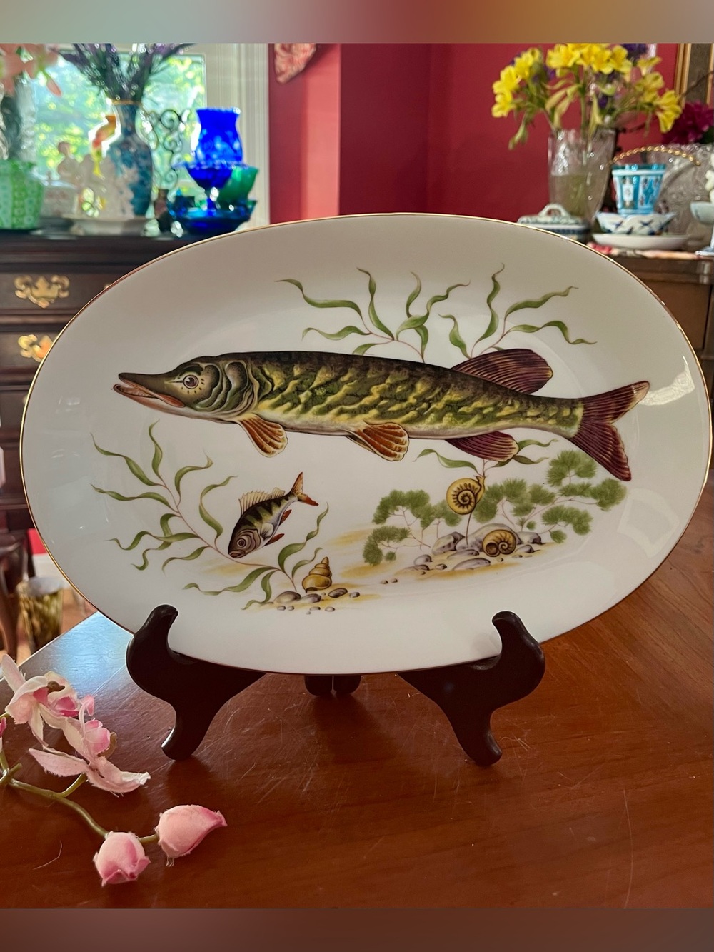 Vintage Bareuther Waldsassen Bavaria Germany Porcelain Fish Platter Pike 114
